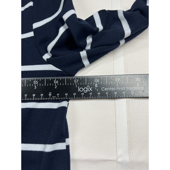Boston Proper Striped Top XS Navy White Long Sleeve Preppy Womens Blouse - Picture 5 of 6
